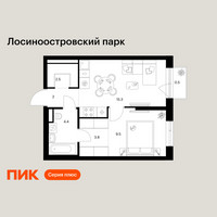 Планировка однокомнатной(квартира) площадью 38 квадратных метров в “ЖК Лосиноостровский парк”