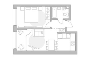 Планировка однокомнатной(квартира) площадью 43.24 квадратных метров в “ЖК Мневники от Гранель”