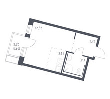 Планировка студии(квартира) площадью 22.94 квадратных метров в “ЖК Молжаниново”