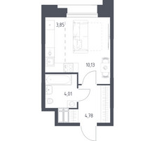 Планировка студии(апартаменты) площадью 22.77 квадратных метров в “ЖК Апарт-отель Тропарево парк”
