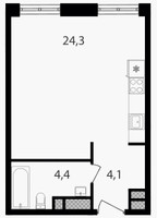 Планировка студии(квартира) площадью 32.8 квадратных метров в “ЖК Варшавские ворота”