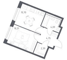 Планировка однокомнатной(квартира) площадью 32.24 квадратных метров в “ЖК Квартал Западный”