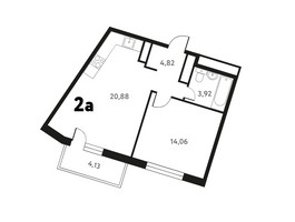 Планировка однокомнатной(квартира) площадью 44.34 квадратных метров в “ЖК Южное Пушкино”