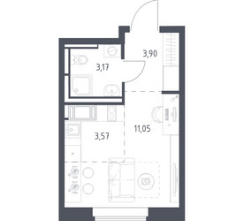 Планировка студии(квартира) площадью 21.69 квадратных метров в ЖК “ЖК Большое Путилково”