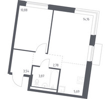 Планировка однокомнатной(квартира) площадью 40.92 квадратных метров в “ЖК Квартал Западный”