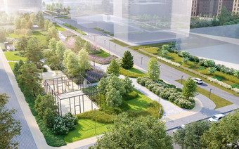 Двор в “Левел Нижегородская” с высоты птичьего полета