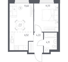 Планировка однокомнатной(квартира) площадью 38.22 квадратных метров в “ЖК Новое Внуково”