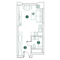 Планировка студии(квартира) площадью 28.1 квадратных метров в “ЖК Вэри на Ботанической”