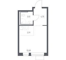 Планировка студии(квартира) площадью 23.48 квадратных метров в “ЖК Молжаниново”