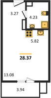 Планировка студии(квартира) площадью 28.37 квадратных метров в “ЖК Финский”
