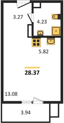 Планировка студии(квартира) площадью 28.37 квадратных метров в ЖК “ЖК Финский”