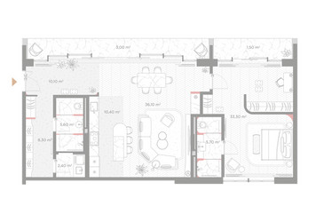 Планировка однокомнатной(квартира) площадью 116.4 квадратных метров в ЖК “ЖК Николь”