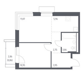 Планировка однокомнатной(квартира) площадью 40.2 квадратных метров в ЖК “ЖК Квартал Западный”