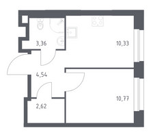 Планировка однокомнатной(квартира) площадью 31.62 квадратных метров в “ЖК ЭкоБунино (Южное Бунино)”
