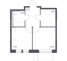 Планировка однокомнатной(квартира) площадью 35.83 квадратных метров в “ЖК Молжаниново”