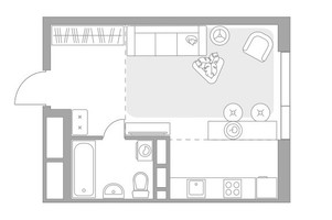 Планировка студии(квартира) площадью 29.74 квадратных метров в “ЖК Нижегородская от Гранель”
