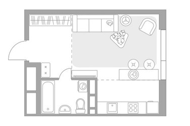 Планировка студии(квартира) площадью 29.74 квадратных метров в ЖК “ЖК Нижегородская от Гранель”