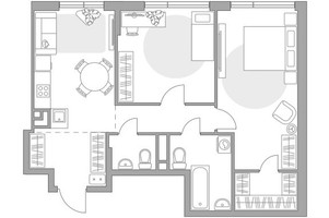 Планировка двухкомнатной(квартира) площадью 61.65 квадратных метров в “ЖК Нижегородская от Гранель”