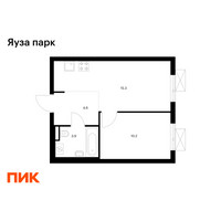 Планировка однокомнатной(квартира) площадью 34 квадратных метров в “ЖК Яуза Парк (Мытищи)”