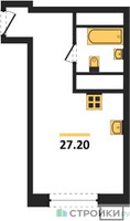 Планировка студии(квартира) площадью 27.1 квадратных метров в “ЖК Гоголь парк”
