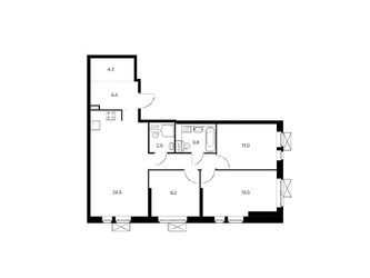 Планировка трехкомнатной(квартира) площадью 78.4 квадратных метров в ЖК “ЖК Перовское 2”