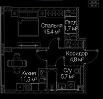 Планировка однокомнатной(квартира) площадью 39.1 квадратных метров в “ЖК СЕЗАР БУДУЩЕЕ”