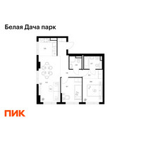 Планировка двухкомнатной(квартира) площадью 58.5 квадратных метров в “ЖК Белая Дача парк”
