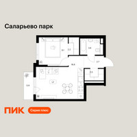 Планировка однокомнатной(квартира) площадью 39.8 квадратных метров в “ЖК Саларьево парк”