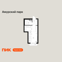 Планировка студии(квартира) площадью 23 квадратных метров в ЖК “ЖК Амурский парк”