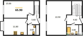 Планировка двухкомнатной(квартира) площадью 65.9 квадратных метров в “ЖК Римский”