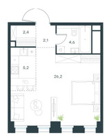 Планировка однокомнатной(квартира) площадью 40.6 квадратных метров в “ЖК Level Селигерская”
