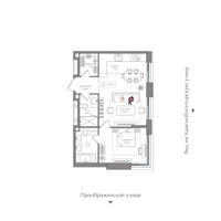 Планировка однокомнатной(квартира) площадью 57.31 квадратных метров в “ЖК Преображенская Площадь”