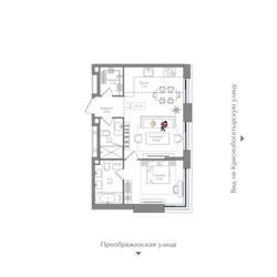 Планировка однокомнатной(квартира) площадью 57.31 квадратных метров в ЖК “ЖК Преображенская Площадь”