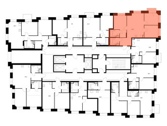 Планировка трехкомнатной(квартира) площадью 65.6 квадратных метров в ЖК “ЖК Онежский вал”