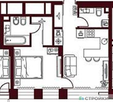 Планировка однокомнатной(квартира) площадью 39 квадратных метров в “ЖК Дом 7 Даниловский”