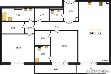 Планировка двухкомнатной(квартира) площадью 148.25 квадратных метров в ЖК “ЖК LUCE (Люче)”