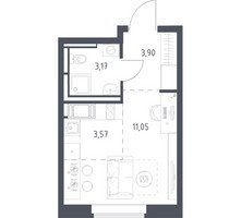Планировка студии(квартира) площадью 21.69 квадратных метров в “ЖК Большое Путилково”