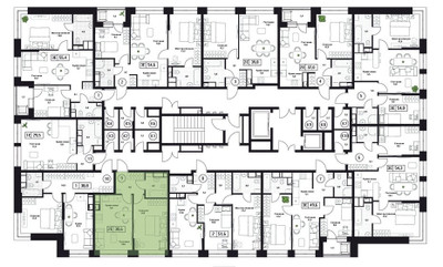 Планировка однокомнатной(квартира) площадью 38.6 квадратных метров в ЖК “ЖК Пушкино Град”