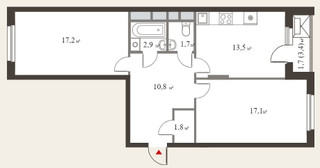 Планировка двухкомнатной(квартира) площадью 66.5 квадратных метров в “ЖК Миниполис Восемь кленов”