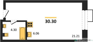 Планировка студии(квартира) площадью 30.3 квадратных метров в “ЖК Резиденции Архитекторов”
