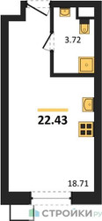 Планировка студии(квартира) площадью 22.43 квадратных метров в ЖК “ЖК CitiMix Новокосино (Ситимикс Новокосино)”