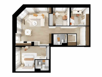 Планировка трехкомнатной(квартира) площадью 87 квадратных метров в ЖК “ЖК Кавказский бульвар 51”