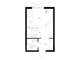 Планировка студии(квартира) площадью 23.6 квадратных метров в “ЖК Мичуринский Парк”