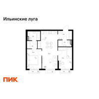 Планировка двухкомнатной(квартира) площадью 57.8 квадратных метров в “ЖК Ильинские луга”