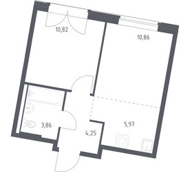 Планировка однокомнатной(квартира) площадью 35.76 квадратных метров в ЖК “ЖК Квартал Западный”