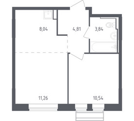Планировка однокомнатной(квартира) площадью 38.49 квадратных метров в ЖК “ЖК Рублевский Квартал”