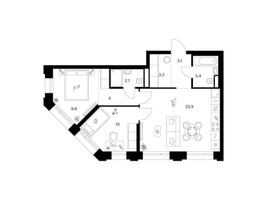 Планировка двухкомнатной(квартира) площадью 59.7 квадратных метров в “ЖК Саларьево парк”