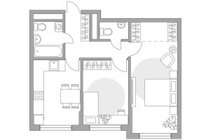 Планировка двухкомнатной(квартира) площадью 55.14 квадратных метров в “ЖК Императорские Мытищи”