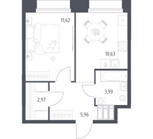 Планировка однокомнатной(апартаменты) площадью 35.17 квадратных метров в “ЖК Апарт-отель Тропарево парк”