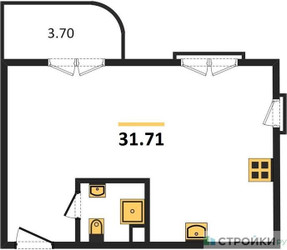Планировка студии(квартира) площадью 31.71 квадратных метров в ЖК “ЖК Дом Достижение”